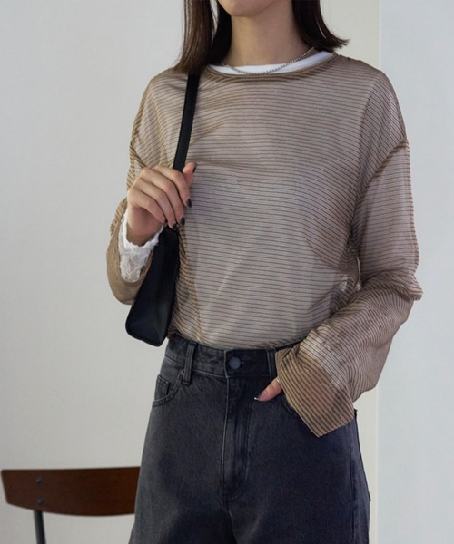 ボーダー シアートップス（Tシャツ/カットソー）｜TRIANGLE