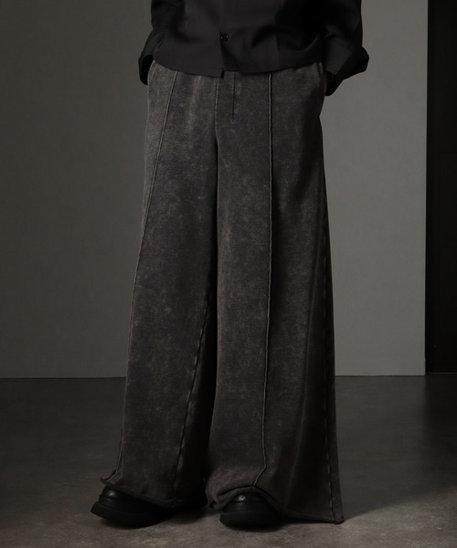 welise（ウェライズ）の「【welise/ウェライズ】ヘビーウェイトスウェット/ケミカルオーバーダイ センタークリース ワイドフレアパンツ（スウェットパンツ・メンズ・グレー/ワイン/ダークブラウン/ブラック系・S/M/L）」の9枚目の写真