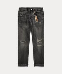 RRL（ダブル アール エル）の「ボーイ フィット ブラック リペアード ジーンズ（デニムパンツ）」
