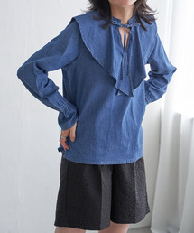 VENCEEXCHANGE | デニムラッフルカラーシャツ(シャツ/ブラウス)