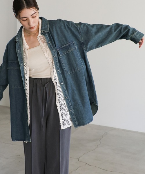 select MOCA（セレクトモカ）の「ヴィンテージライクオーバーデニムシャツ（シャツ/ブラウス・レディース・ブルー/ブラック・FREE）」の11枚目の写真