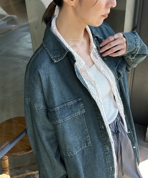 select MOCA（セレクトモカ）の「ヴィンテージライクオーバーデニムシャツ（シャツ/ブラウス・レディース・ブルー/ブラック・FREE）」の16枚目の写真
