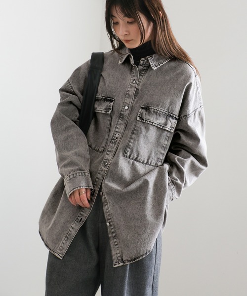 select MOCA（セレクトモカ）の「ヴィンテージライクオーバーデニムシャツ（シャツ/ブラウス・レディース・ブルー/ブラック・FREE）」の20枚目の写真