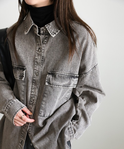 select MOCA（セレクトモカ）の「ヴィンテージライクオーバーデニムシャツ（シャツ/ブラウス・レディース・ブルー/ブラック・FREE）」の19枚目の写真