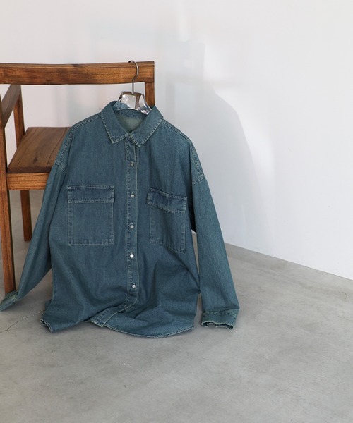 select MOCA（セレクトモカ）の「ヴィンテージライクオーバーデニムシャツ（シャツ/ブラウス・レディース・ブルー/ブラック・FREE）」の17枚目の写真