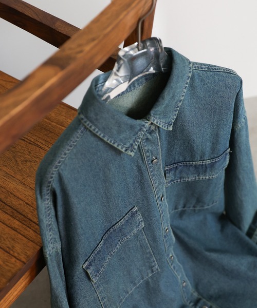 select MOCA（セレクトモカ）の「ヴィンテージライクオーバーデニムシャツ（シャツ/ブラウス・レディース・ブルー/ブラック・FREE）」の18枚目の写真