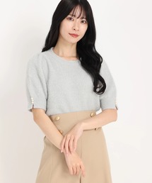 極美品ストロベリーフィールズ長袖ニット 薄手セーター 切り替えMグレーアイボリー 極美品ストロベリーフィールズ長袖ニット 薄手セーター 切り替え