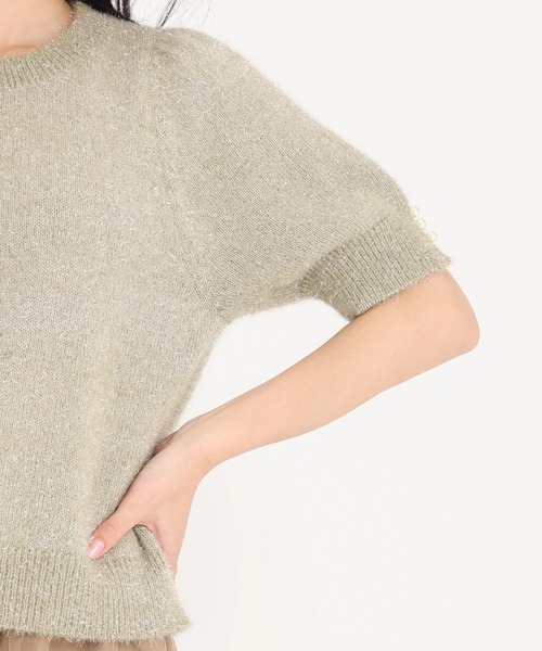 STRAWBERRY-FIELDS（ストロベリーフィールズ）の「シャイニーフィルムモールニット（ニット/セーター・レディース・ダークグレー/オリーブ/ライトベージュ・2）」の11枚目の写真