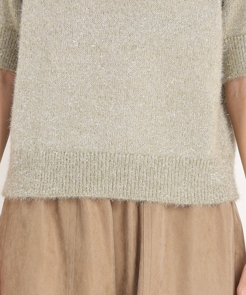 STRAWBERRY-FIELDS（ストロベリーフィールズ）の「シャイニーフィルムモールニット（ニット/セーター・レディース・ダークグレー/オリーブ/ライトベージュ・2）」の10枚目の写真