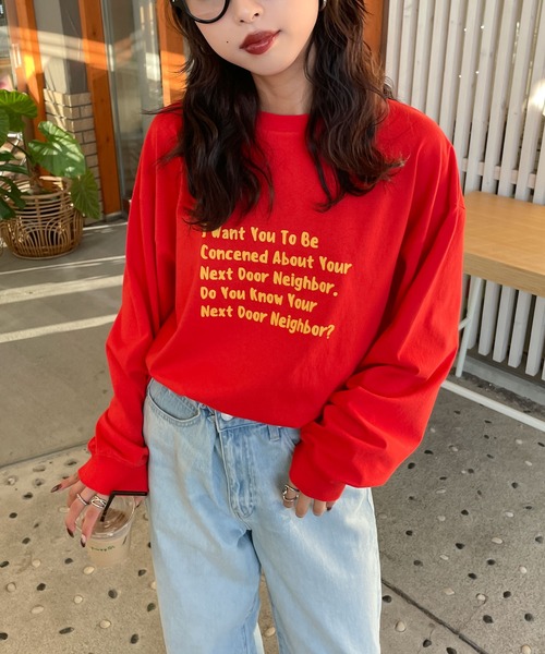 Chillfar（チルファー）の「アソートロゴプリントロンT（Tシャツ/カットソー・レディース・ホワイト系1/ホワイト系/グレー系1/ホワイト系4/レッド/ホワイト/ホワイト系3/ネイビー系/アイボリー系/グレー系/ネイビー/オートミール/チャコール/ネイビー系1/ブラック/レッド系/ホワイト系2・FREE）」の17枚目の写真