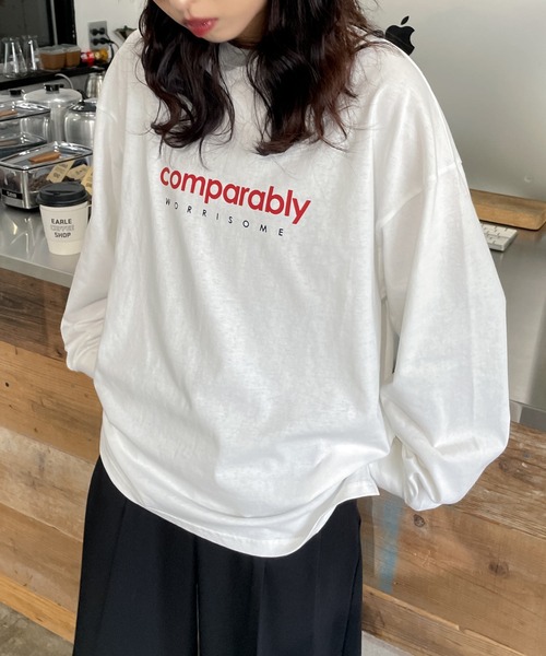 Chillfar（チルファー）の「アソートロゴプリントロンT（Tシャツ/カットソー・レディース・ホワイト系1/ホワイト系/グレー系1/ホワイト系4/レッド/ホワイト/ホワイト系3/ネイビー系/アイボリー系/グレー系/ネイビー/オートミール/チャコール/ネイビー系1/ブラック/レッド系/ホワイト系2・FREE）」の18枚目の写真