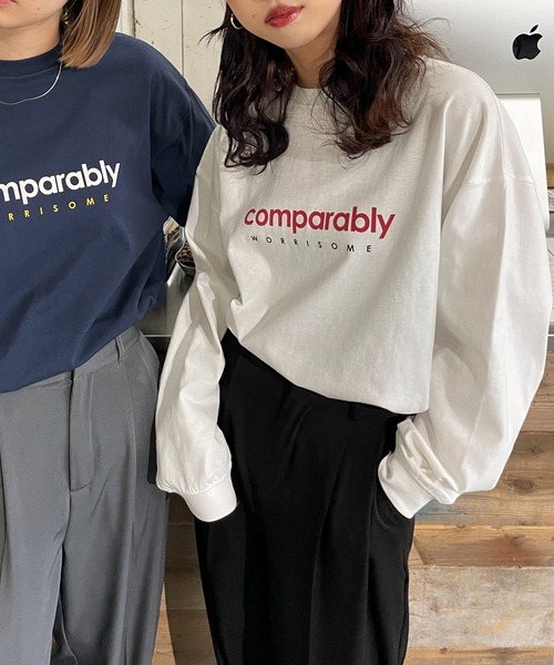 Chillfar（チルファー）の「アソートロゴプリントロンT（Tシャツ/カットソー・レディース・ホワイト系1/ホワイト系/グレー系1/ホワイト系4/レッド/ホワイト/ホワイト系3/ネイビー系/アイボリー系/グレー系/ネイビー/オートミール/チャコール/ネイビー系1/ブラック/レッド系/ホワイト系2・FREE）」の21枚目の写真