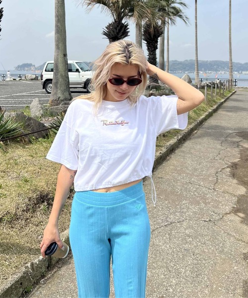 ROXY(ロキシー)の「BAJA CALI/ロキシードローコード付き半袖Tシャツ(Tシャツ/カットソー・レディース・ホワイト/ベージュ/ターコイズブルー・MEDIUM/LARGE/SMALL)」の2枚目の写真