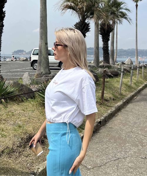 ROXY(ロキシー)の「BAJA CALI/ロキシードローコード付き半袖Tシャツ(Tシャツ/カットソー・レディース・ホワイト/ベージュ/ターコイズブルー・MEDIUM/LARGE/SMALL)」の12枚目の写真