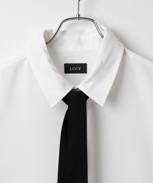 LUCY（ルーシー）の「LUCY/ボウタイロングスリーブシャツ（シャツ/ブラウス・メンズ・ブラック/ホワイト・MEDIUM/LARGE）」の4枚目の写真