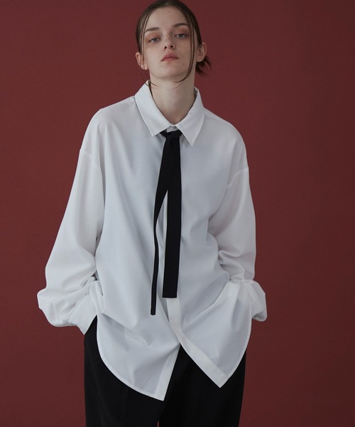 ライト WRYHT シャツ ブラウス ボウタイ プリーツ オフホワイト F