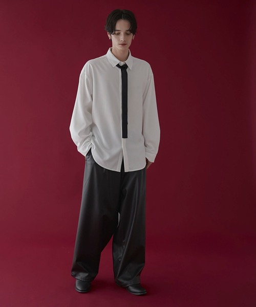 LUCY（ルーシー）の「LUCY/ボウタイロングスリーブシャツ（シャツ/ブラウス・メンズ・ブラック/ホワイト・MEDIUM/LARGE）」の10枚目の写真