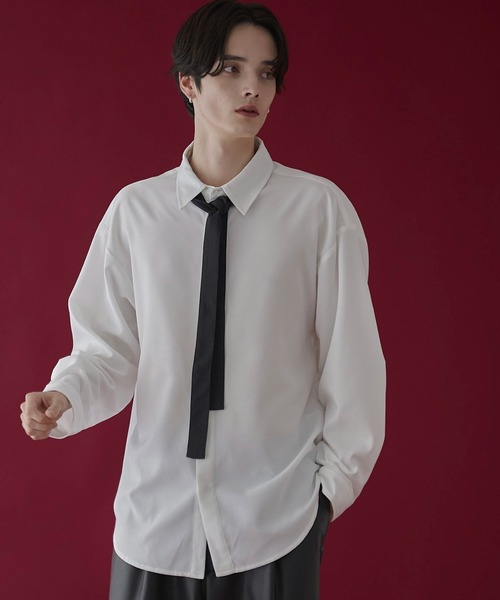 LUCY（ルーシー）の「LUCY/ボウタイロングスリーブシャツ（シャツ/ブラウス・メンズ・ブラック/ホワイト・MEDIUM/LARGE）」の14枚目の写真