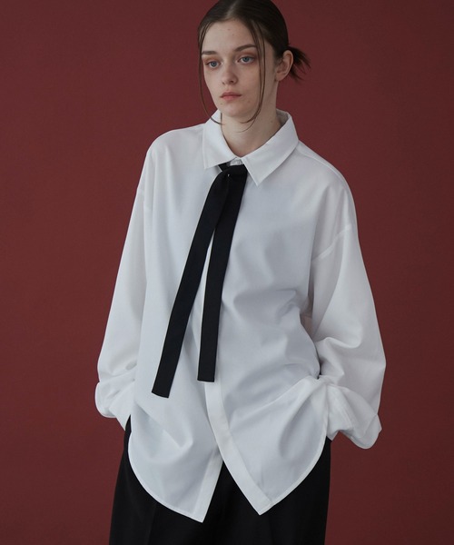 クルニ25SS、ドライカルゼボウタイロングスリーブシャツ。 LUCY/ボウタイロングスリーブシャツ（シャツ/ブラウス）｜LUCY