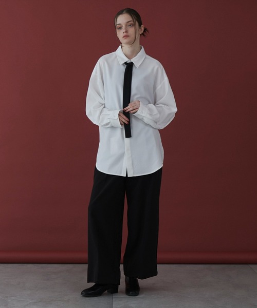 LUCY（ルーシー）の「LUCY/ボウタイロングスリーブシャツ（シャツ/ブラウス・メンズ・ブラック/ホワイト・MEDIUM/LARGE）」の11枚目の写真