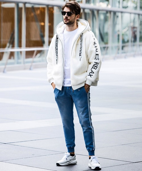 1PIU1UGUALE3  RELAX （ウノピゥウノウグァーレトレ リラックス）の「1PIU1UGUALE3 RELAX(ウノピゥウノウグァーレトレ リラックス)ワイドスピンドル袖ロゴファーブルゾン（ブルゾン・メンズ・ブラック/ホワイト/ブラック×ブラック/ホワイト×ホワイト・M/L/XL）」の19枚目の写真