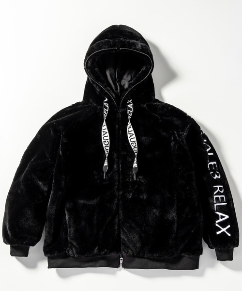 1PIU1UGUALE3  RELAX （ウノピゥウノウグァーレトレ リラックス）の「1PIU1UGUALE3 RELAX(ウノピゥウノウグァーレトレ リラックス)ワイドスピンドル袖ロゴファーブルゾン（ブルゾン・メンズ・ブラック/ホワイト/ブラック×ブラック/ホワイト×ホワイト・M/L/XL）」の9枚目の写真