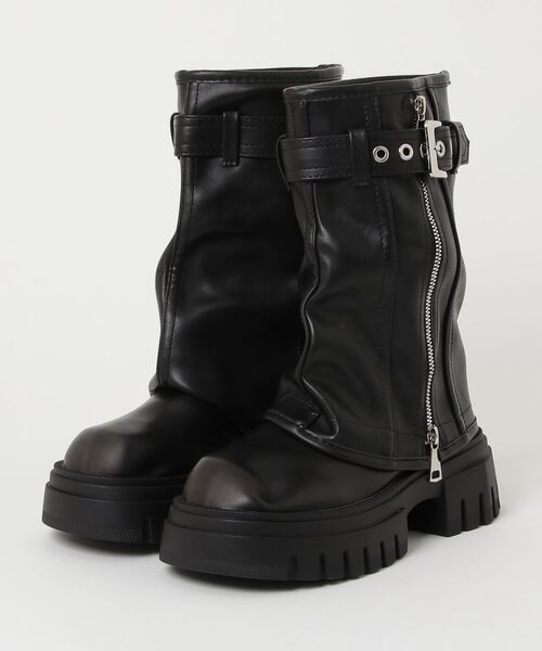 .KOM（ドットコム）の「『.KOM/ドットケーオーエム』ZIP UPハイソールミドルブーツ【Y】【CN】（ブーツ・レディース・ブラック/ブラウン・24cm/23cm）」の13枚目の写真