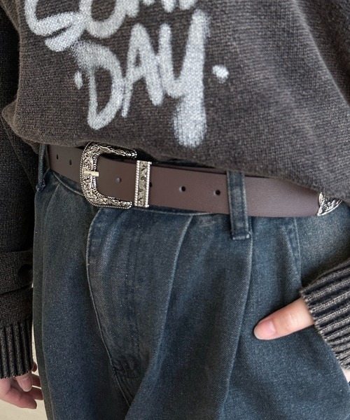 apres jour mignon（アプレジュールミニョン）の「【apresjour mignon×ARIAZ】デザインバックルベルト（ベルト・レディース・ブラック/ダークブラウン・ONESIZE）」の6枚目の写真