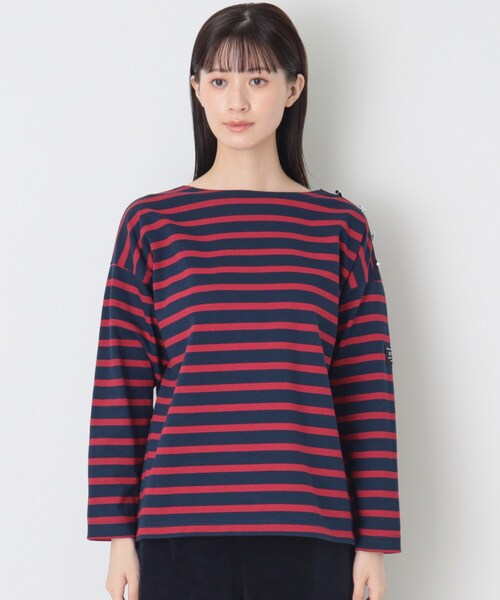 セール】肩ボタン付ボーダーカットソー（Tシャツ/カットソー