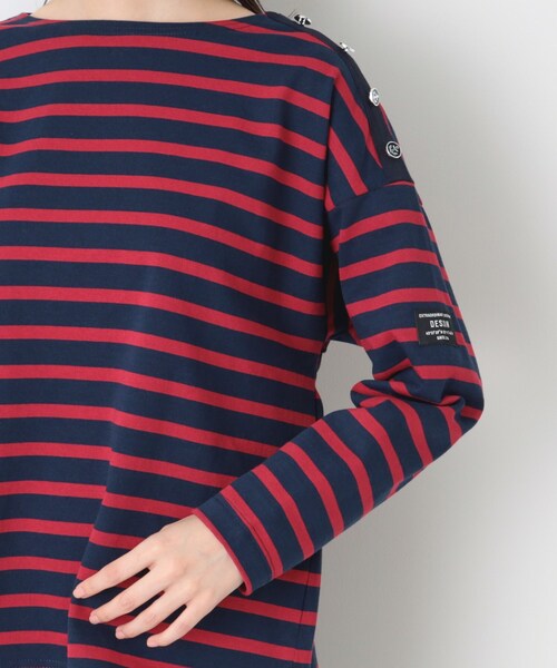 セール】肩ボタン付ボーダーカットソー（Tシャツ/カットソー