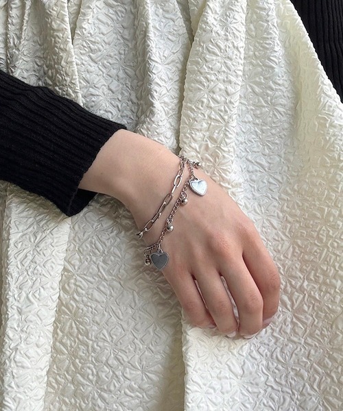 ラリマー♡ハート♡ブレスレット♡ お月様チャーム付き✨シルバー925 ハートチャームブレスレット キラキラ S925 シルバー