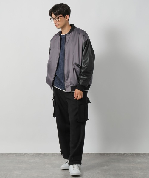 セール】PUレザー切替スカジャン / 147314（ブルゾン）｜LAKOLE