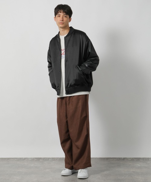 LAKOLE(ラコレ)の「PUレザー切替スカジャン / 147314(ブルゾン・メンズ・グレー/オリーブ/ブラック・MEDIUM/LARGE)」の7枚目の写真