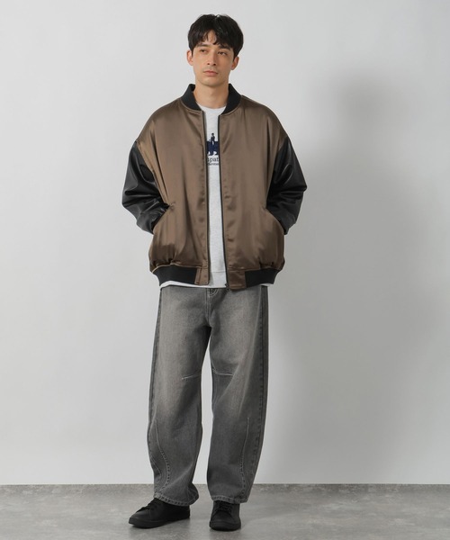 セール】PUレザー切替スカジャン / 147314（ブルゾン）｜LAKOLE