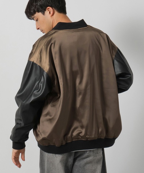 LAKOLE(ラコレ)の「PUレザー切替スカジャン / 147314(ブルゾン・メンズ・グレー/オリーブ/ブラック・MEDIUM/LARGE)」の11枚目の写真