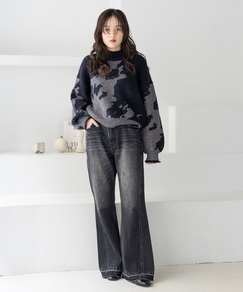 RAGEBLUE（レイジブルー）の「ニュアンス柄/ラメスパンコールニット（ニット/セーター・レディース・グレー系/ブラック系/ブラウン系・FREE）」の15枚目の写真