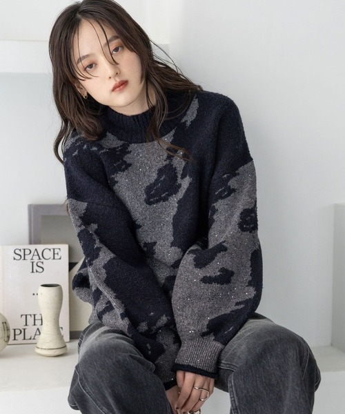 RAGEBLUE（レイジブルー）の「ニュアンス柄/ラメスパンコールニット（ニット/セーター・レディース・グレー系/ブラック系/ブラウン系・FREE）」の17枚目の写真
