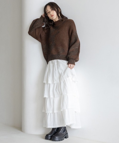 RAGEBLUE（レイジブルー）の「ニュアンス柄/ラメスパンコールニット（ニット/セーター・レディース・グレー系/ブラック系/ブラウン系・FREE）」の20枚目の写真