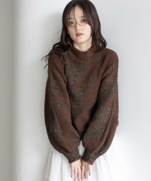 RAGEBLUE（レイジブルー）の「ニュアンス柄/ラメスパンコールニット（ニット/セーター・レディース・グレー系/ブラック系/ブラウン系・FREE）」の22枚目の写真