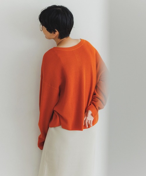 【即発送】ゴルフ マルボン レディース 長袖 トップス セーター（オレンジ） セール】【3シーズンシリーズ】12ゲージワッフルWフロントプルオーバー