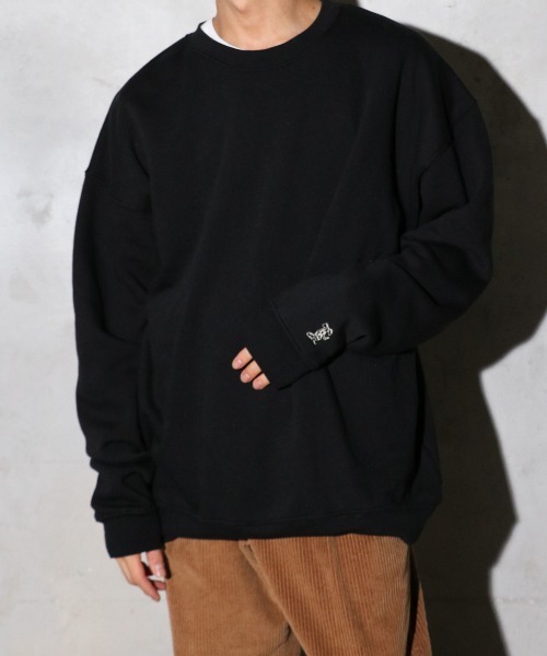 C.E.L.STORE（セルストア）の「MADDEN / メデン RAT LOGO OVER-SIZE CREW SWEAT アメリカ製 ワンポイント ラットロゴ オーバーサイズスウェット（スウェット・メンズ・ナチュラル/ヘザーグレー/ブラック・MEDIUM/LARGE/X-LARGE）」の5枚目の写真