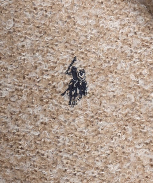 U.S. POLO ASSN.（ユーエスポロアッスン）の「U.S. POLO ASSN.（ユーエスポロアッスン）ワンポイントロゴ刺繍 ブークレニット モックネックプルオーバーセーター レディース（ニット/セーター・レディース・ピンク/サックスブルー/ベージュ/カーキ・M/L）」の9枚目の写真