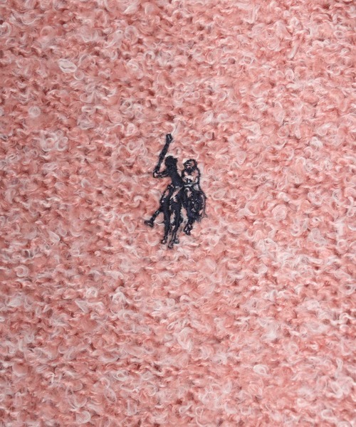 U.S. POLO ASSN.（ユーエスポロアッスン）の「U.S. POLO ASSN.（ユーエスポロアッスン）ワンポイントロゴ刺繍 ブークレニット モックネックプルオーバーセーター レディース（ニット/セーター・レディース・ピンク/サックスブルー/ベージュ/カーキ・M/L）」の12枚目の写真