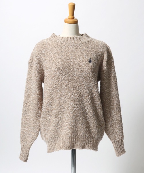 U.S. POLO ASSN.（ユーエスポロアッスン）の「U.S. POLO ASSN.（ユーエスポロアッスン）ワンポイントロゴ刺繍 ブークレニット モックネックプルオーバーセーター レディース（ニット/セーター・レディース・ピンク/サックスブルー/ベージュ/カーキ・M/L）」の16枚目の写真