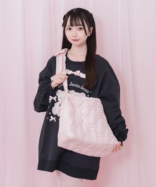 Honey Cinnamon（ハニーシナモン）の「リボンキルトショルダーバッグ（ショルダーバッグ・レディース・ブラック/ピンク・FREE）」の17枚目の写真