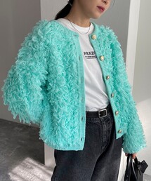 ニットフリンジカーディガン