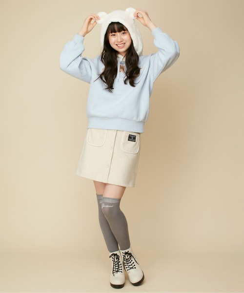 JENNI love（ジェニィラブ）の「【ウエスト調整可】前ボタンポケットスカート（スカート・キッズ・チャコールグレー/アイボリー/ブラウン・160cm/150cm/140cm/130cm）」の4枚目の写真