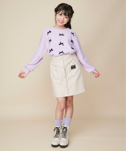 JENNI love（ジェニィラブ）の「【ウエスト調整可】前ボタンポケットスカート（スカート・キッズ・チャコールグレー/アイボリー/ブラウン・160cm/150cm/140cm/130cm）」の6枚目の写真