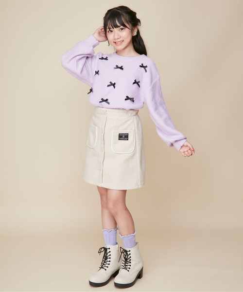 JENNI love（ジェニィラブ）の「【ウエスト調整可】前ボタンポケットスカート（スカート・キッズ・チャコールグレー/アイボリー/ブラウン・160cm/150cm/140cm/130cm）」の7枚目の写真