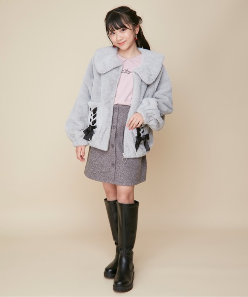 JENNI love（ジェニィラブ）の「【ウエスト調整可】前ボタンポケットスカート（スカート・キッズ・チャコールグレー/アイボリー/ブラウン・160cm/150cm/140cm/130cm）」の12枚目の写真